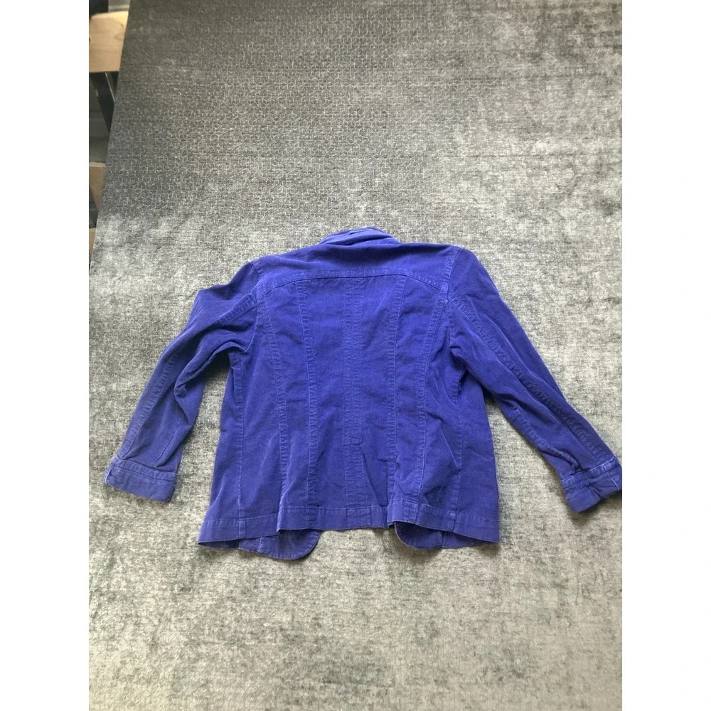 Vintage AMX Corduroy Trucker Jacket Women Large Blue Cotton Stretch Button Front